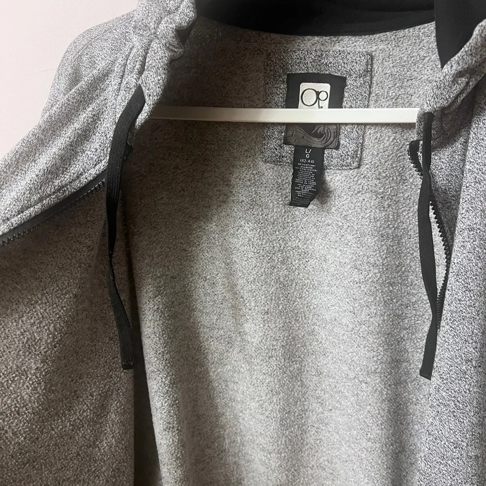 Vintage OP Gray Full-Zip Sweater with Hood 310